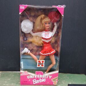 1996 Mattel University of Nebraska Barbie Cheerleader doll, model number 17193.
